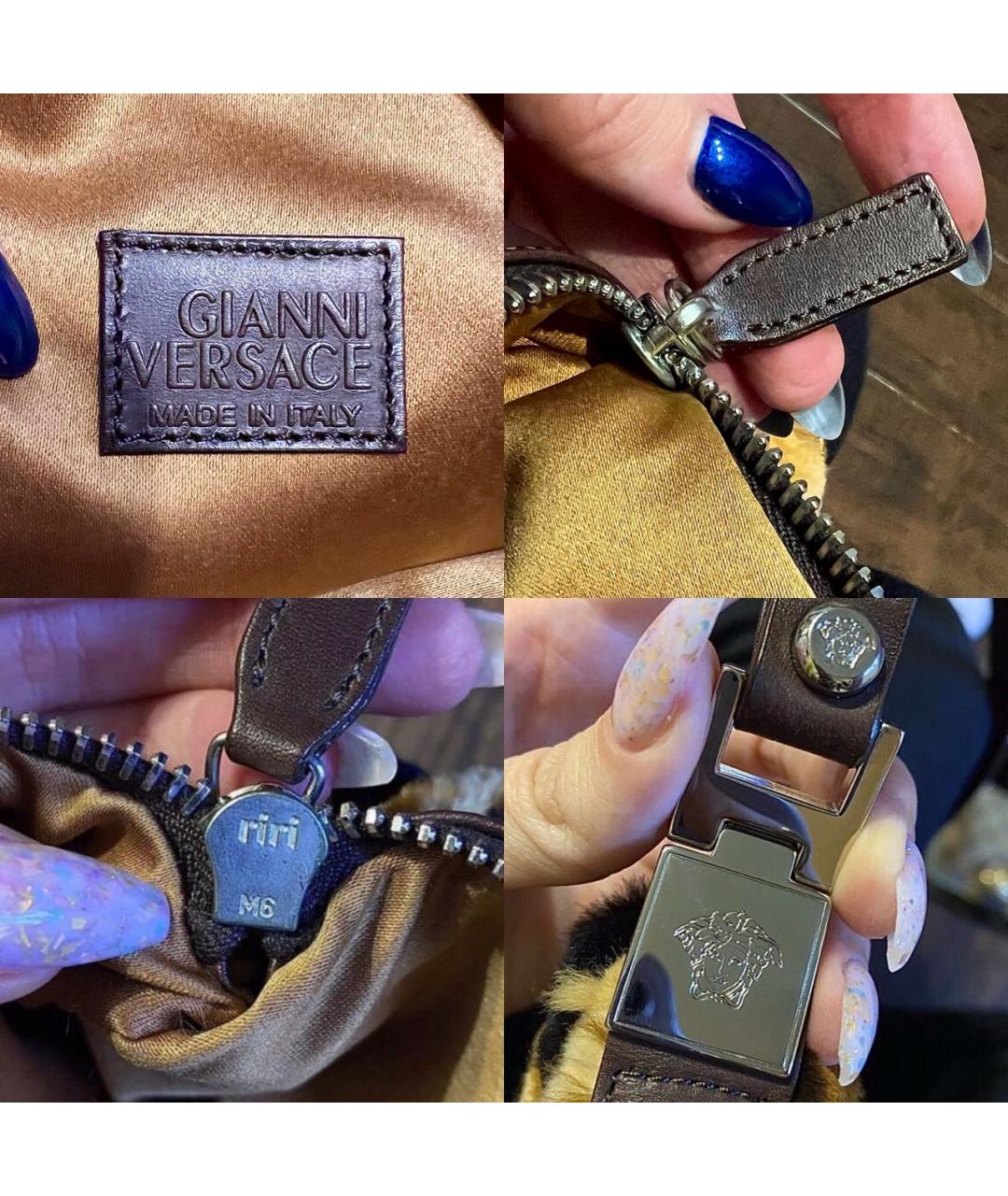 VERSACE Коричневая меховая сумка с короткими ручками, фото 5