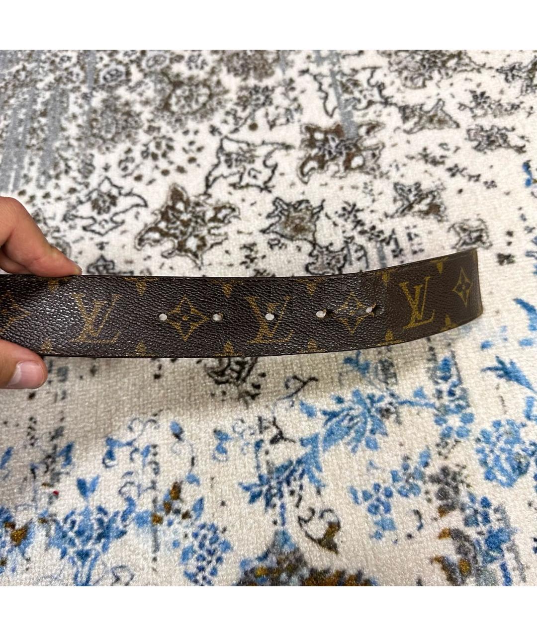 LOUIS VUITTON Коричневый кожаный ремень, фото 6