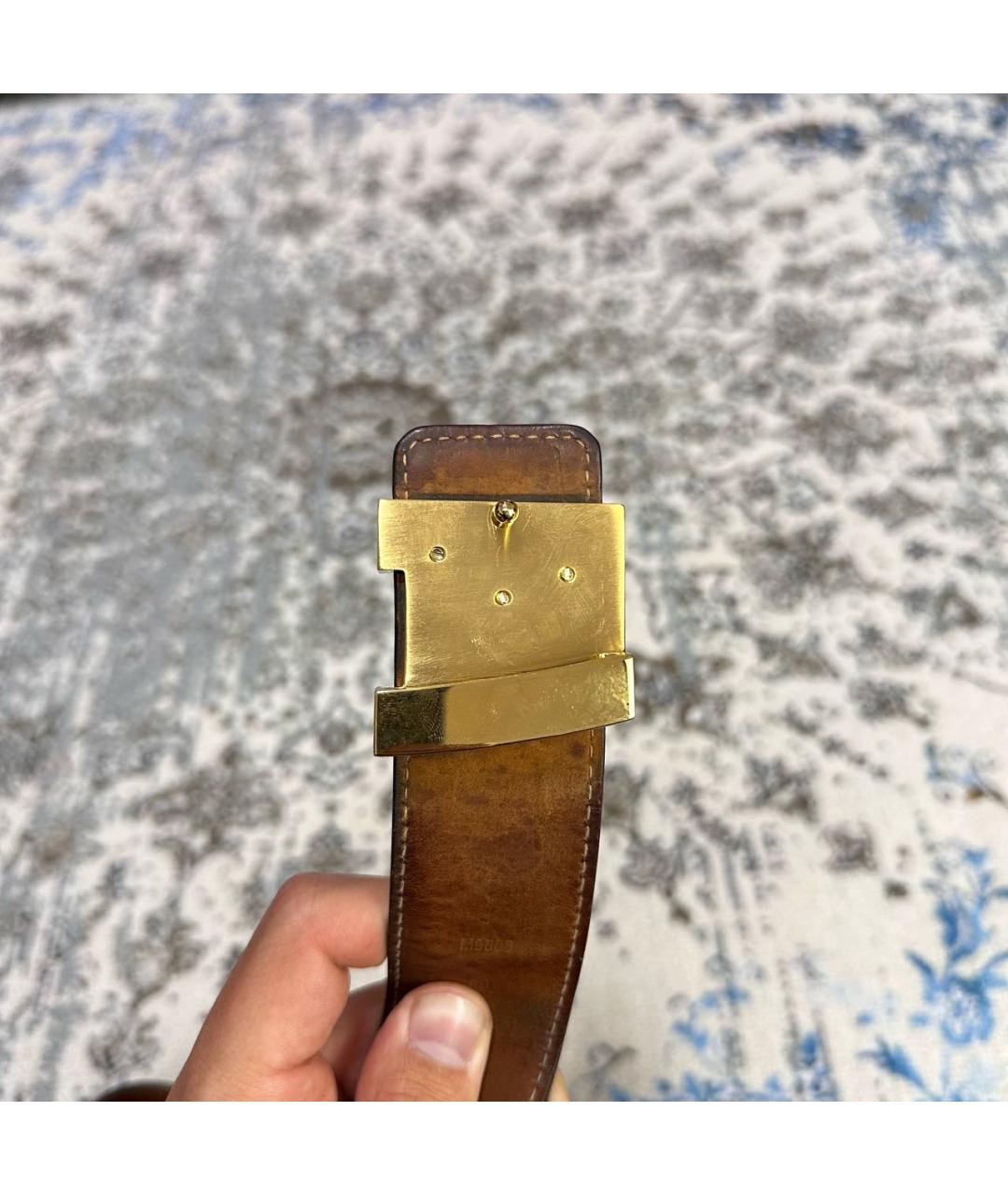 LOUIS VUITTON Коричневый кожаный ремень, фото 2