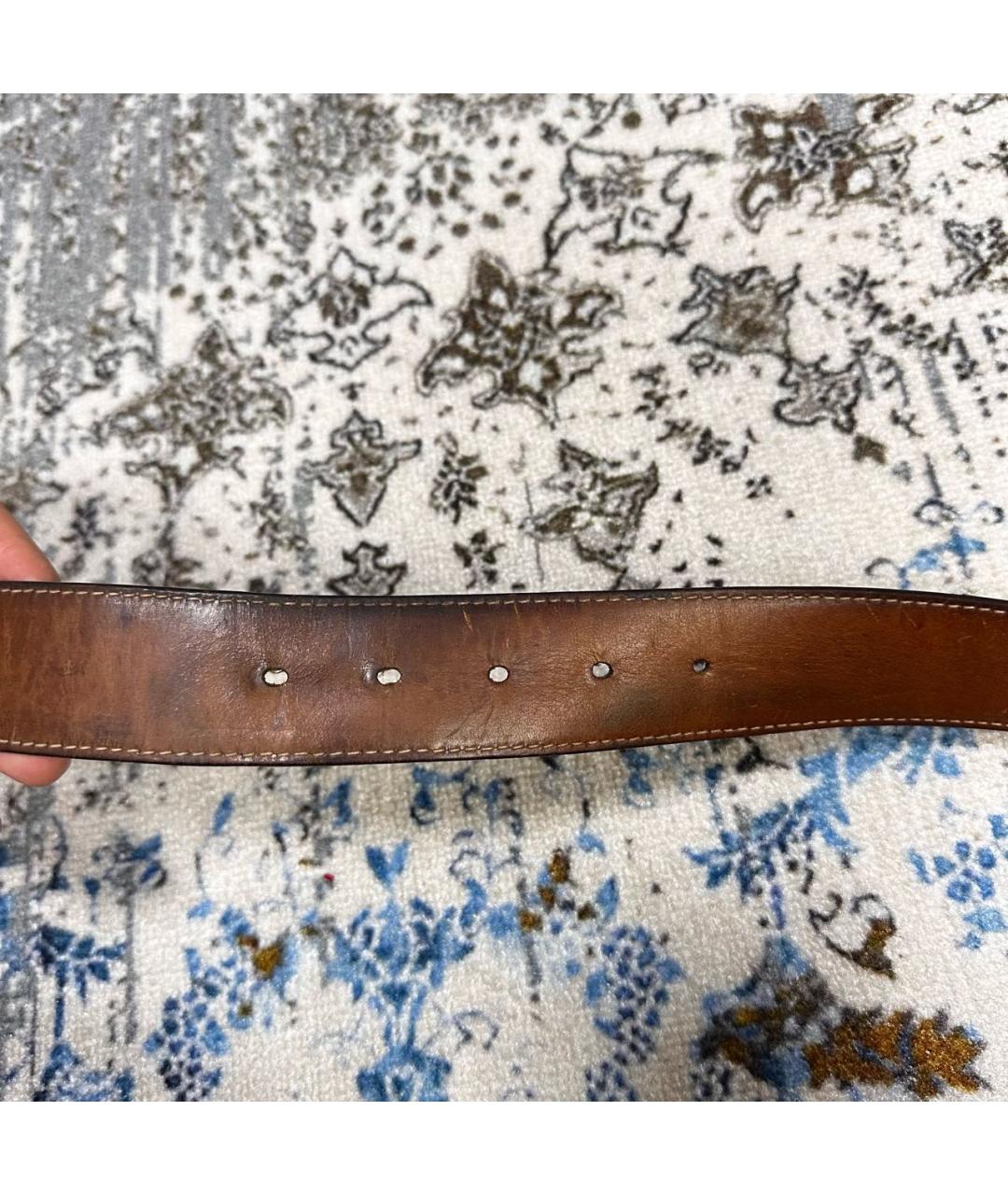LOUIS VUITTON Коричневый кожаный ремень, фото 5