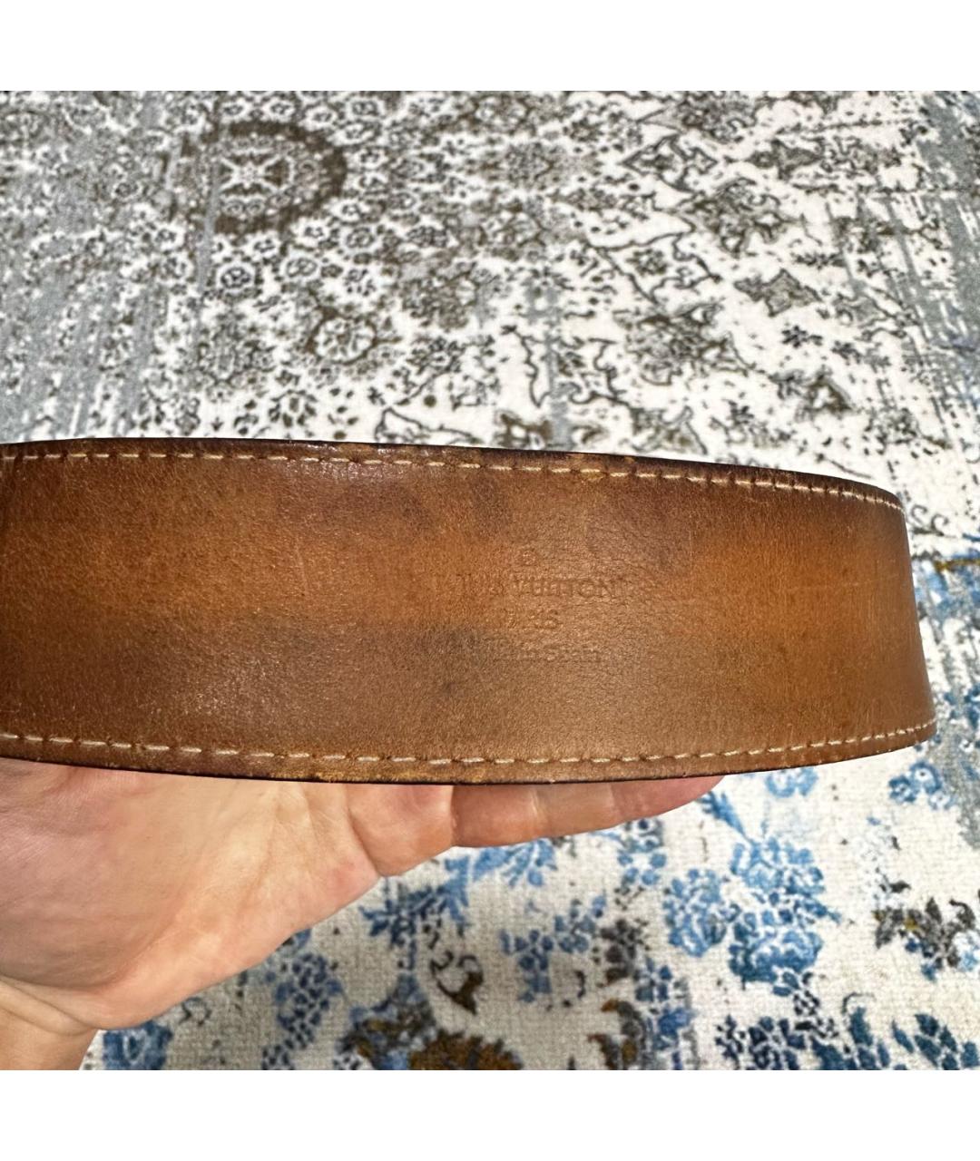 LOUIS VUITTON Коричневый кожаный ремень, фото 4