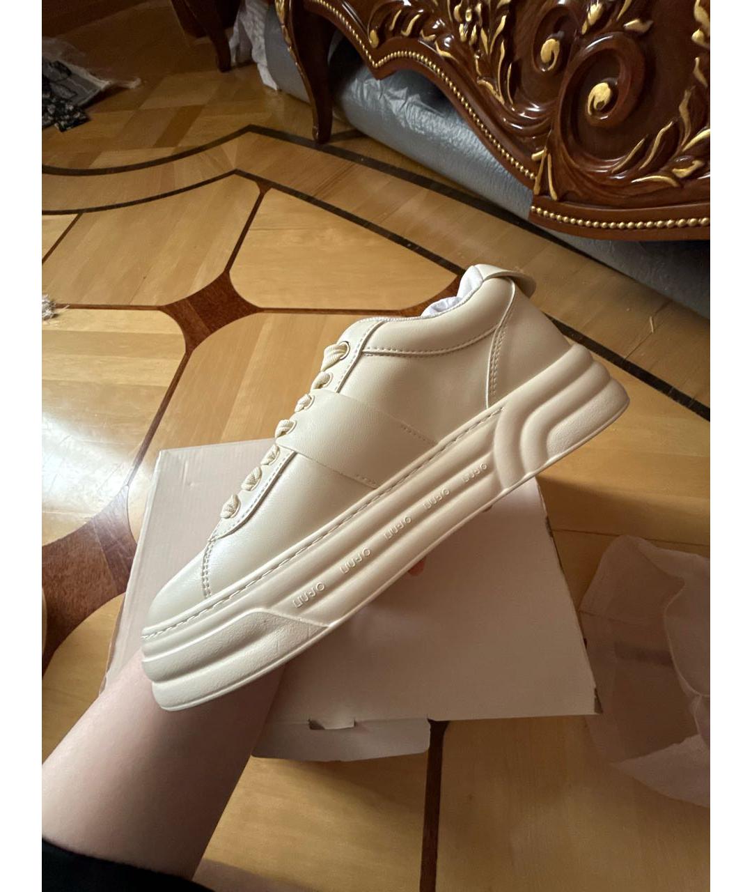 LIU JO Бежевые кожаные кроссовки, фото 3