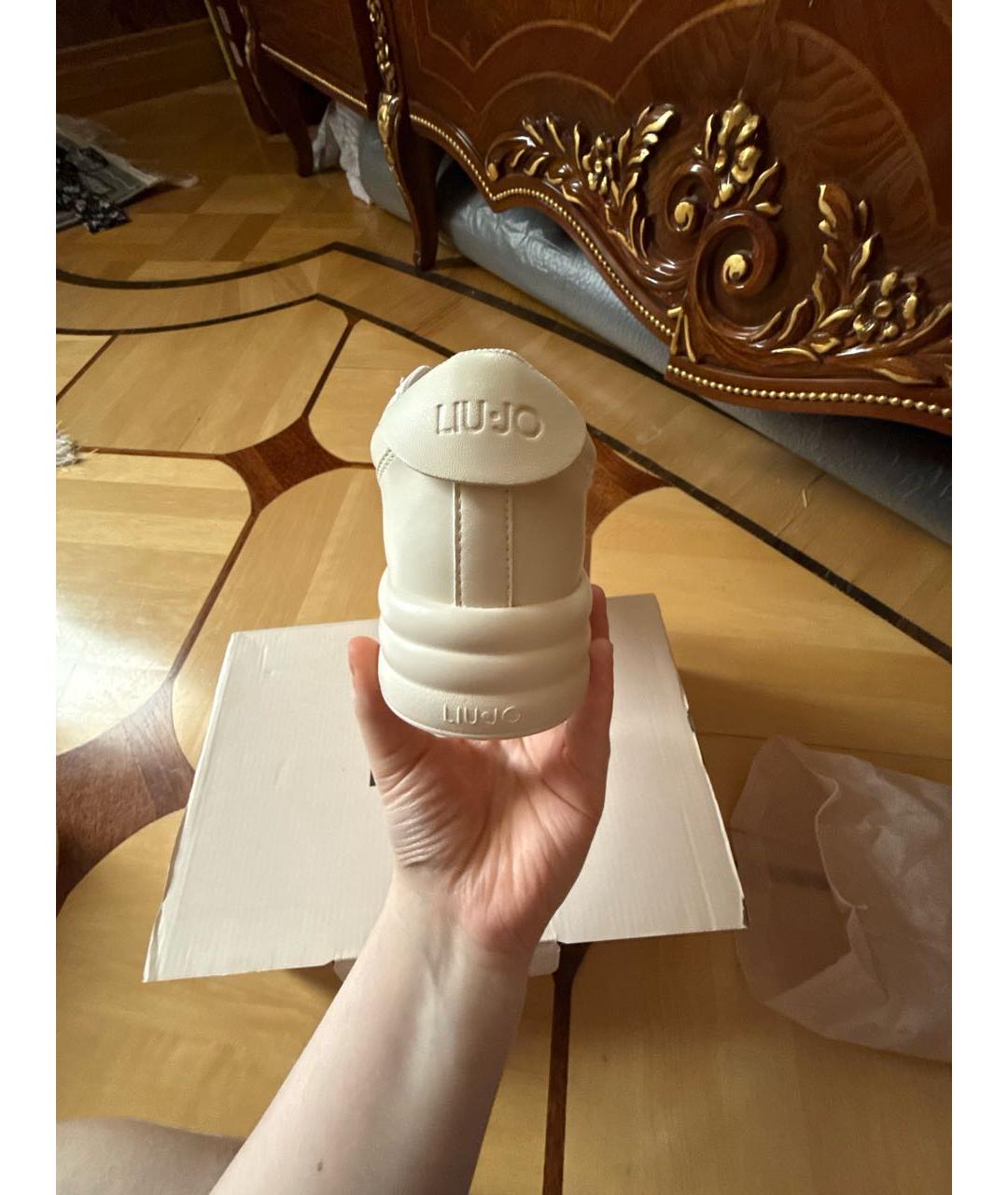 LIU JO Бежевые кожаные кроссовки, фото 4