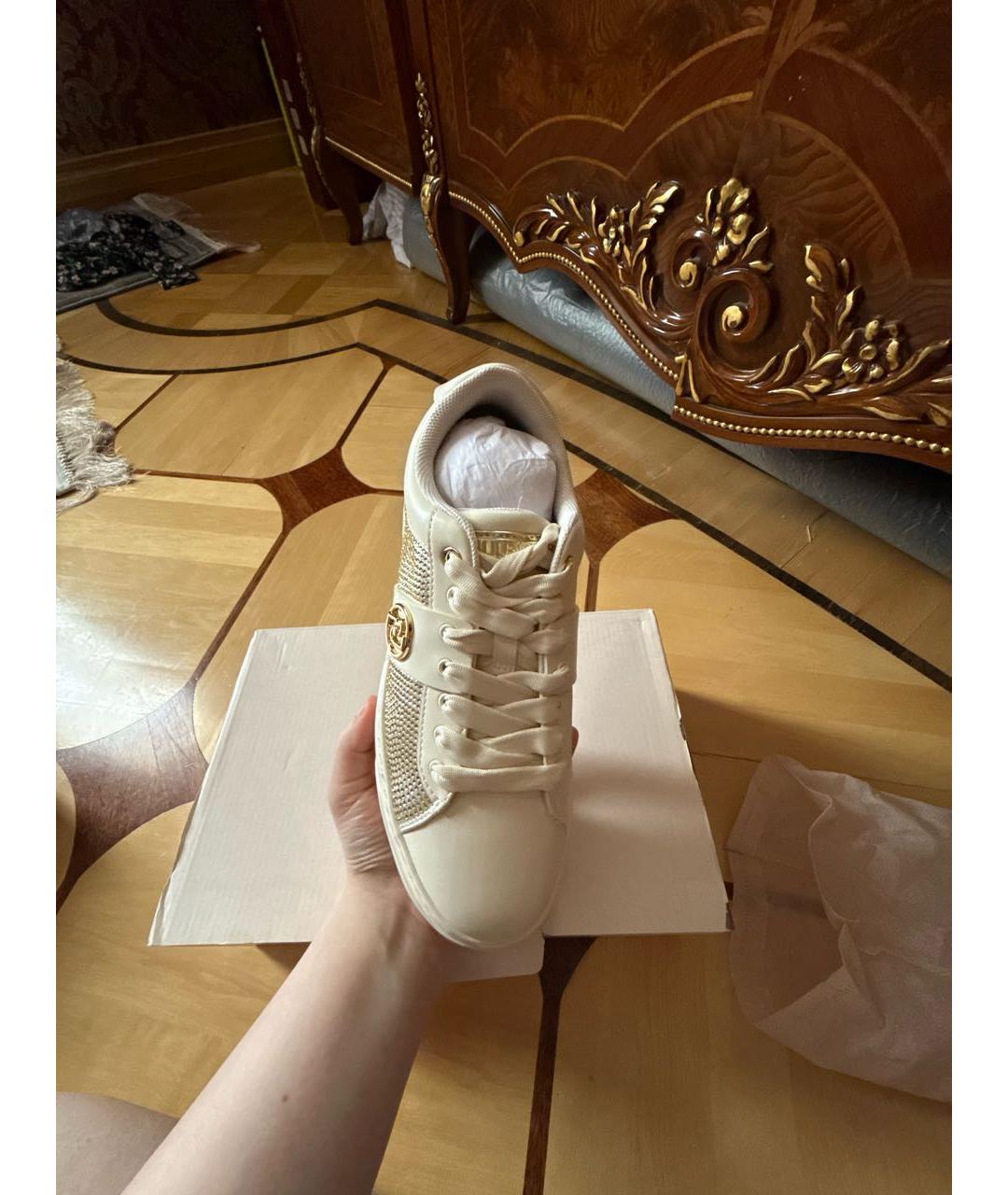 LIU JO Бежевые кожаные кроссовки, фото 2