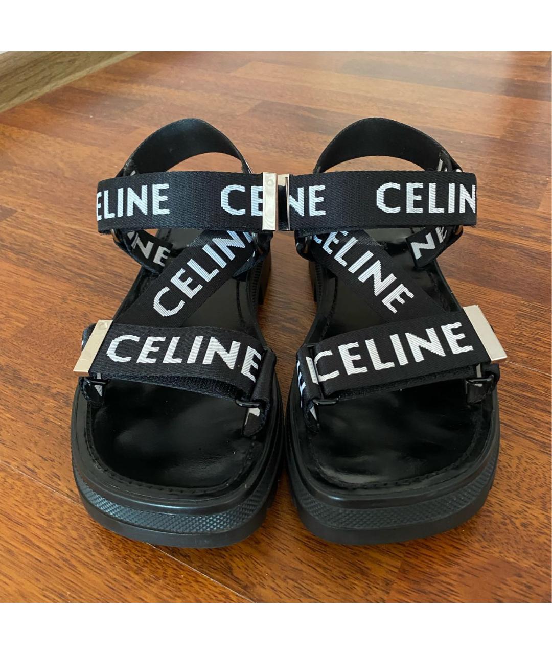 CELINE Черные текстильные сандалии, фото 2