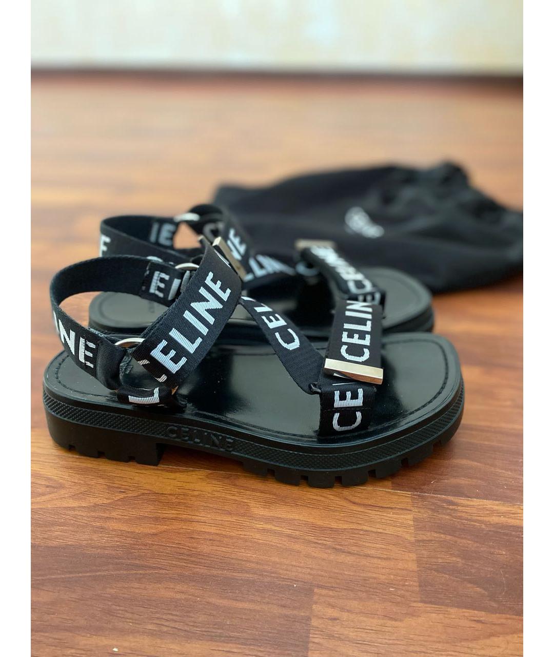 CELINE Черные текстильные сандалии, фото 5