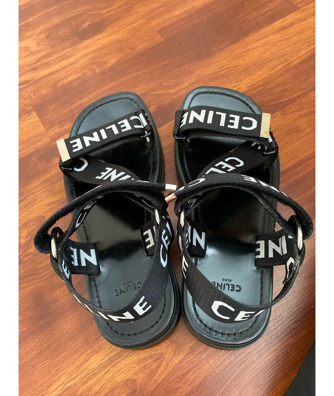 CELINE Черные текстильные сандалии, фото 4