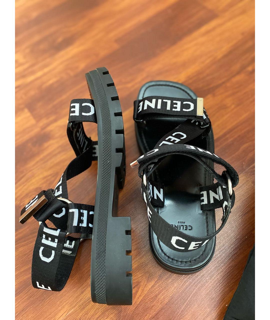 CELINE Черные текстильные сандалии, фото 3