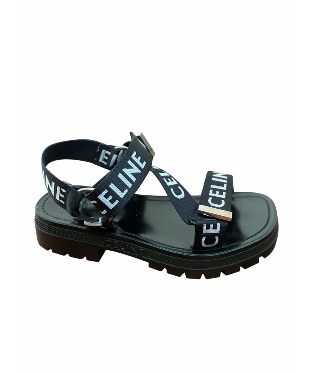 CELINE Черные текстильные сандалии, фото 1