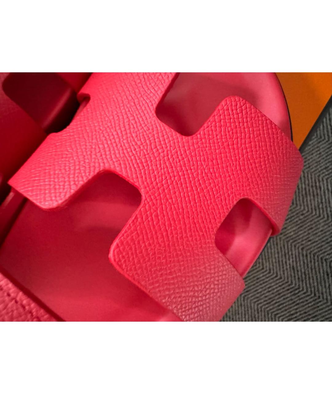 HERMES Коралловые кожаные сандалии, фото 3