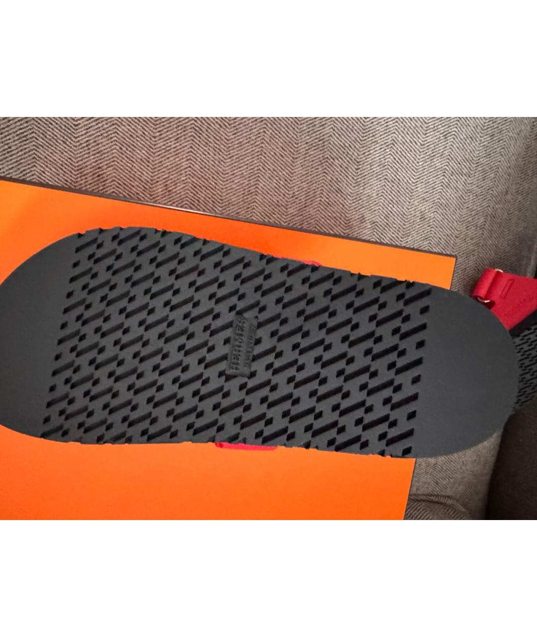 HERMES Коралловые кожаные сандалии, фото 4