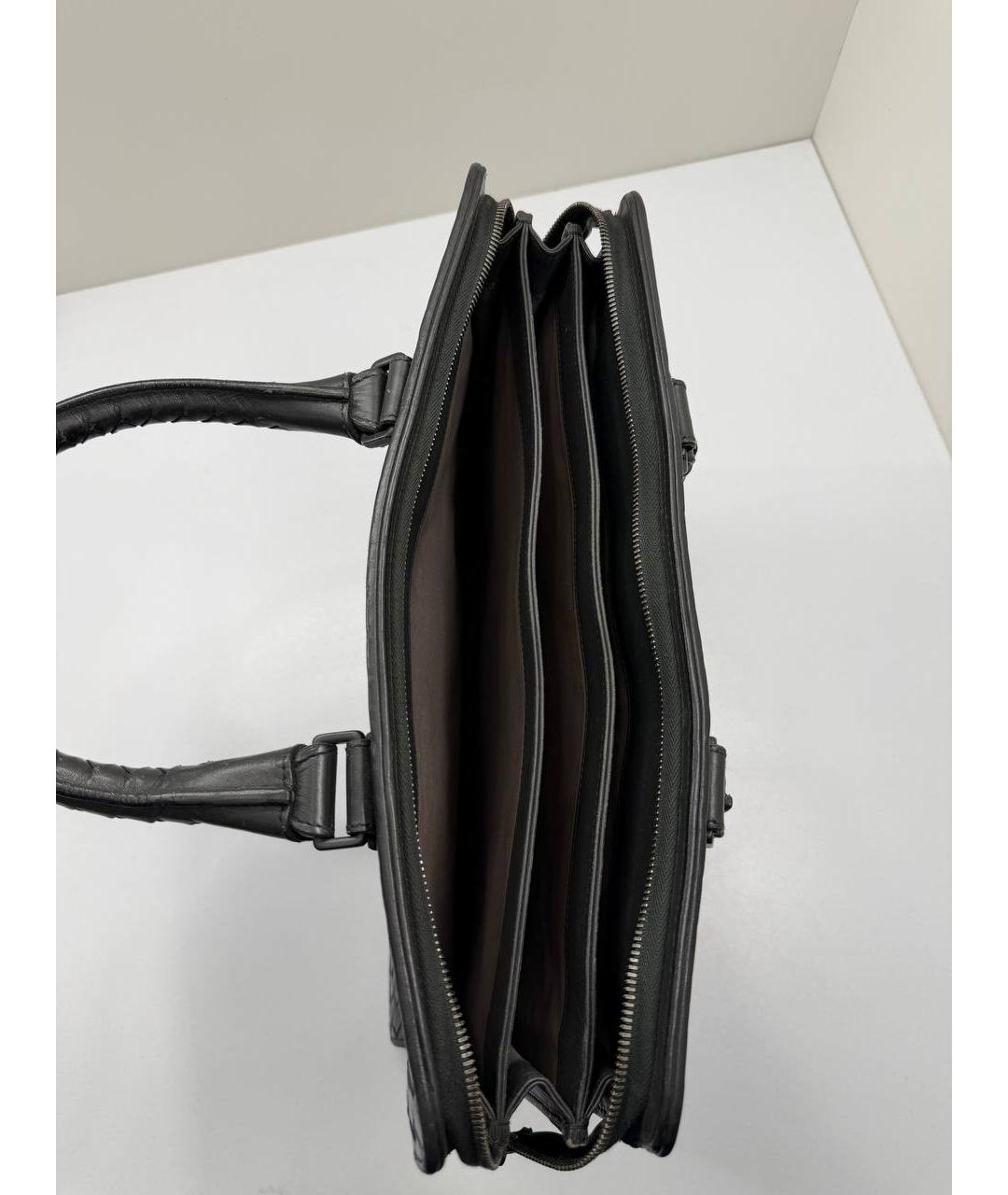 BOTTEGA VENETA Черный кожаный портфель, фото 9