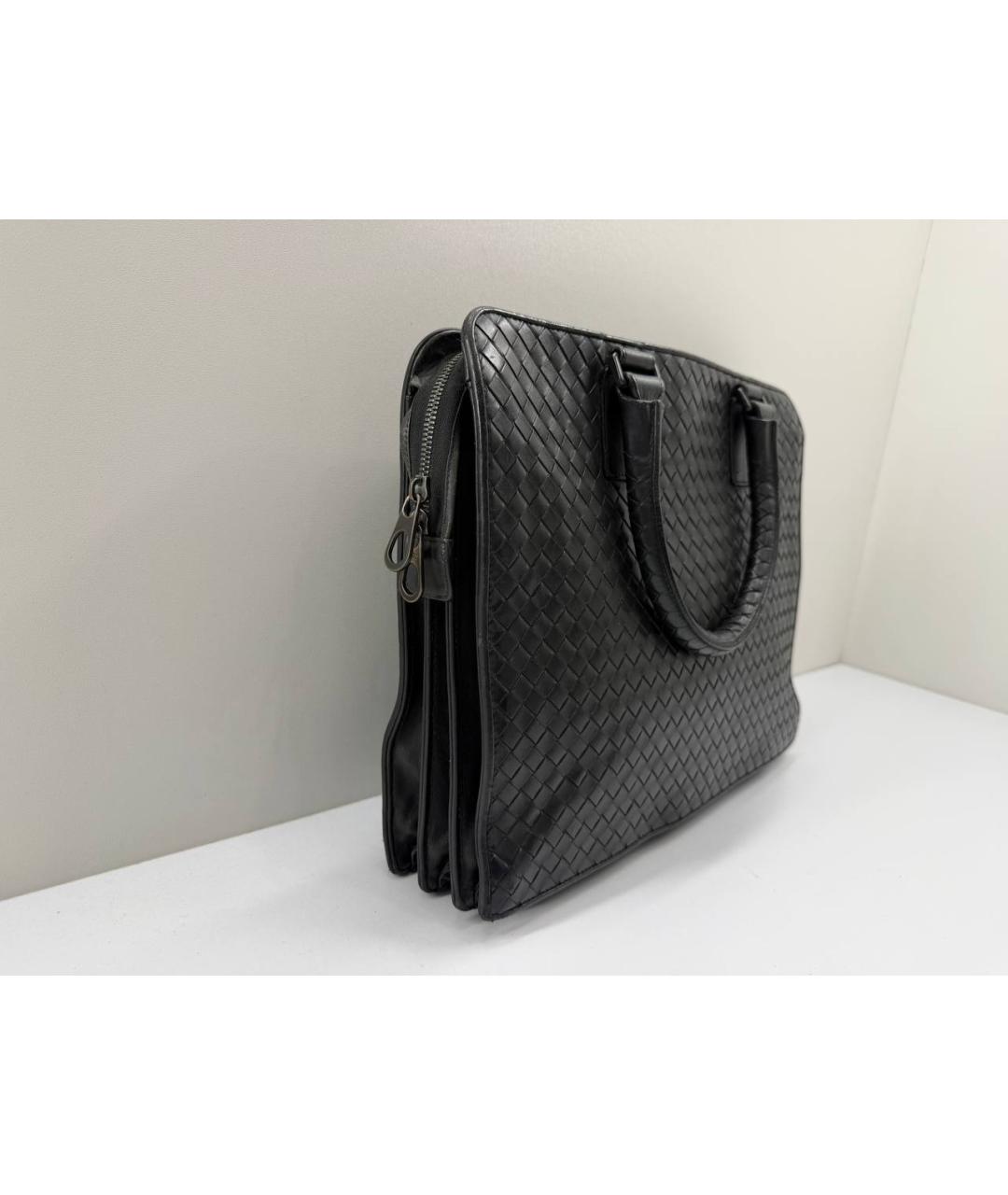 BOTTEGA VENETA Черный кожаный портфель, фото 6