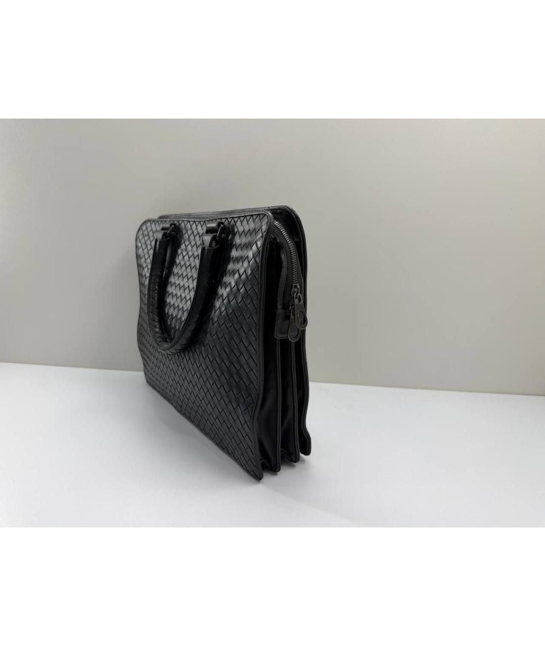 BOTTEGA VENETA Черный кожаный портфель, фото 3