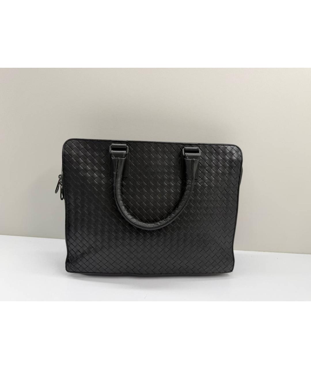 BOTTEGA VENETA Черный кожаный портфель, фото 5