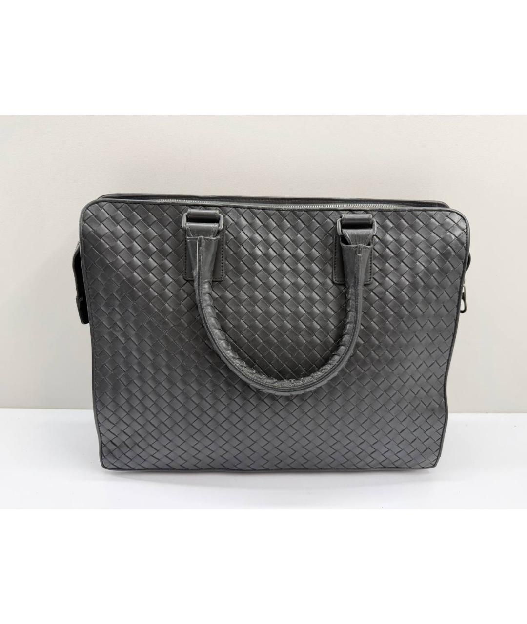 BOTTEGA VENETA Черный кожаный портфель, фото 2