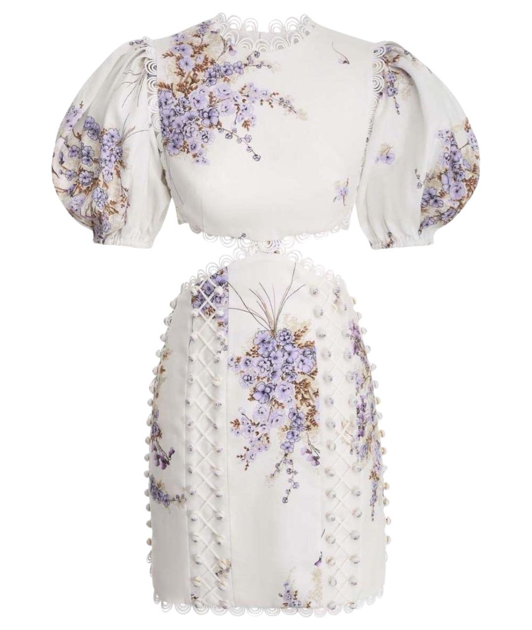 ZIMMERMANN Белое льняное коктейльное платье, фото 1