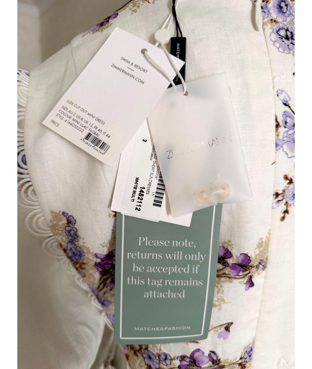 ZIMMERMANN Белое льняное коктейльное платье, фото 8