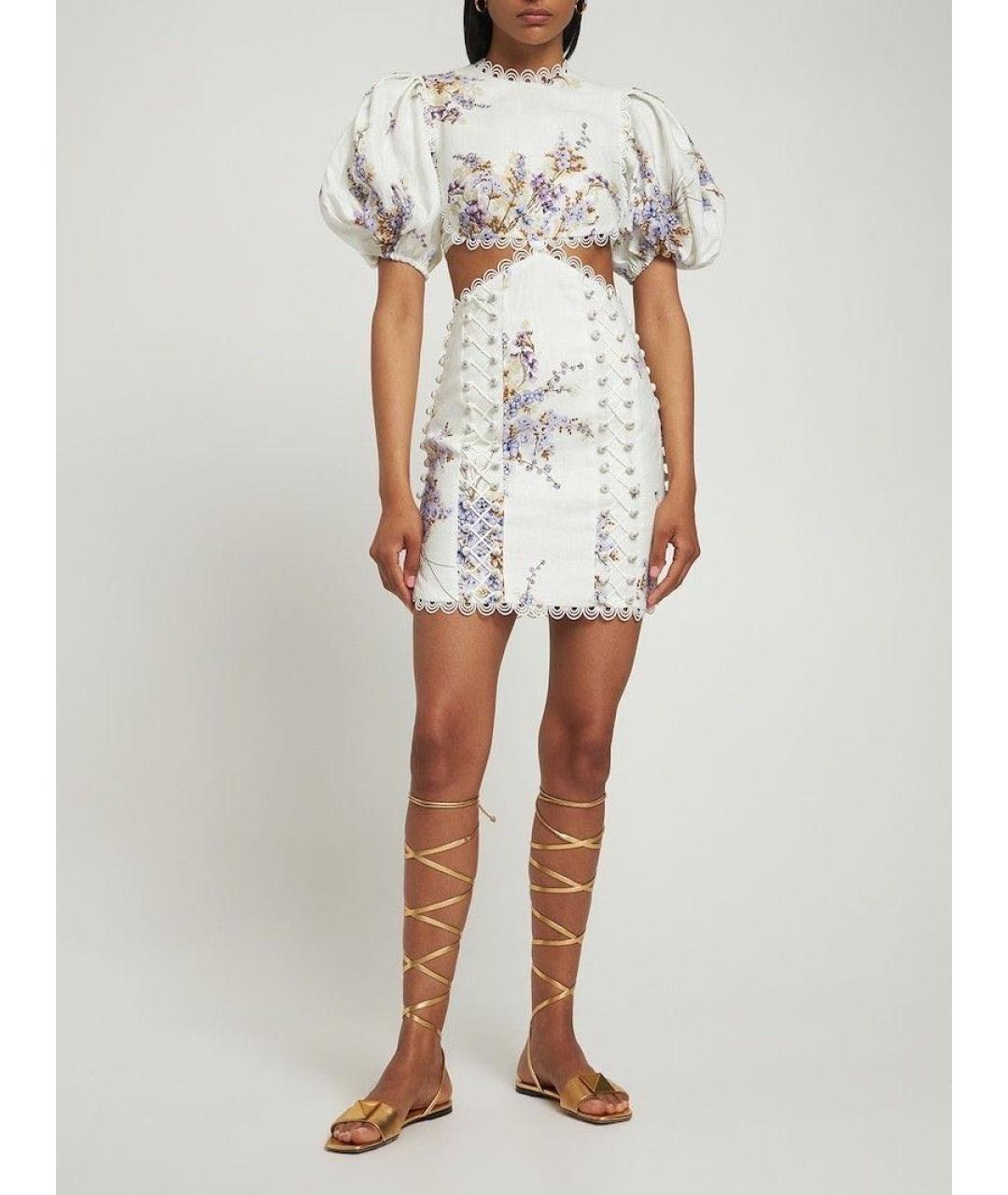 ZIMMERMANN Белое льняное коктейльное платье, фото 3