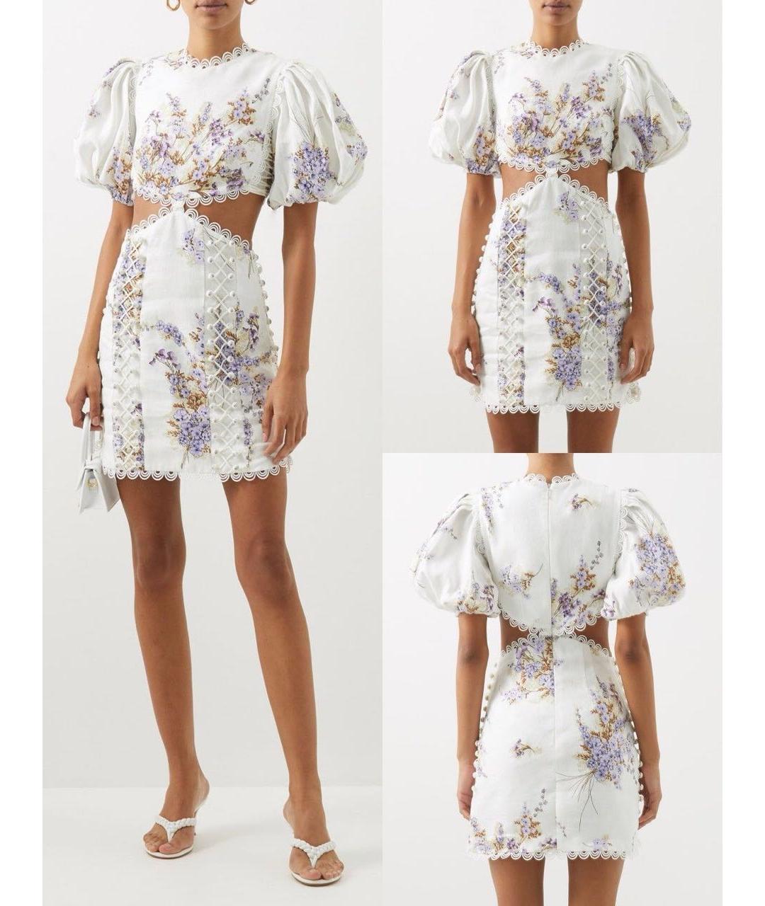 ZIMMERMANN Белое льняное коктейльное платье, фото 5