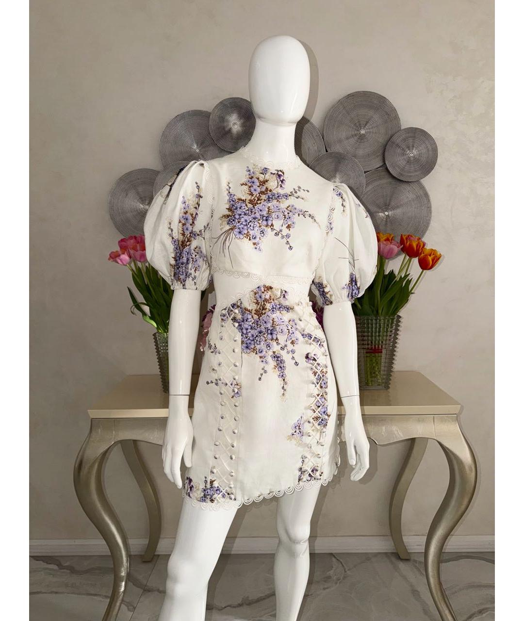 ZIMMERMANN Белое льняное коктейльное платье, фото 6