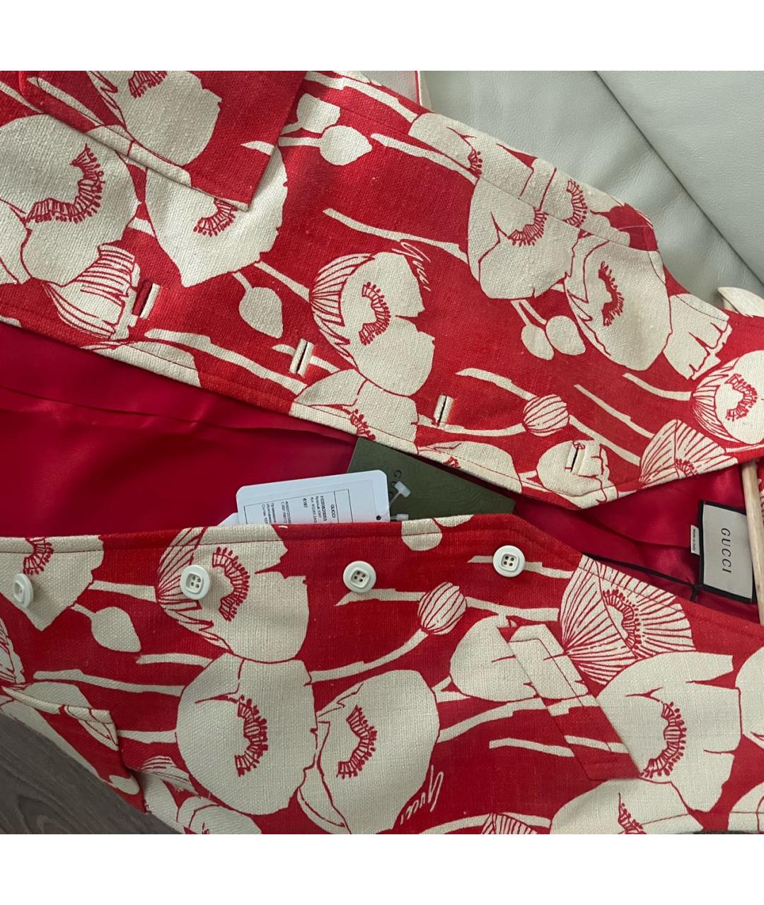 GUCCI Красный шелковый жилет, фото 7