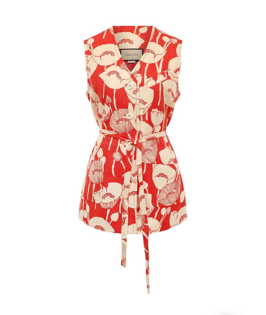 GUCCI Красный шелковый жилет, фото 1