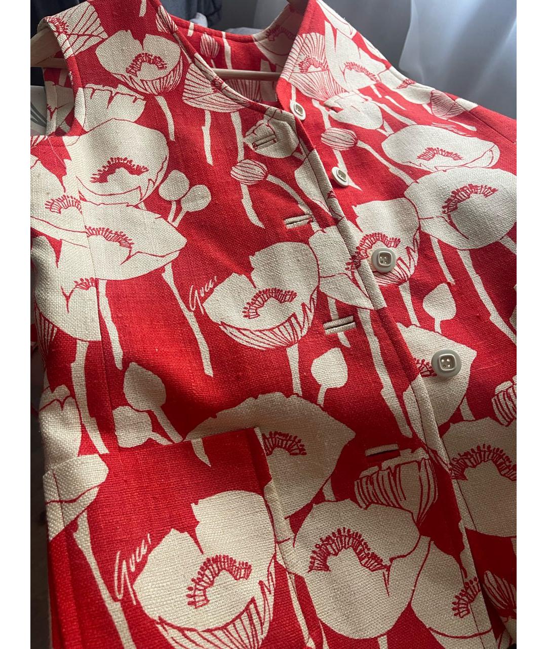 GUCCI Красный шелковый жилет, фото 6