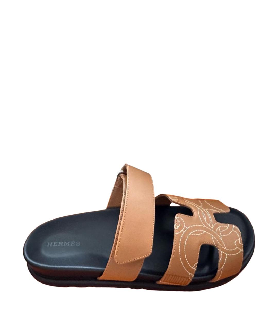 HERMES Коричневые кожаные сандалии, фото 1