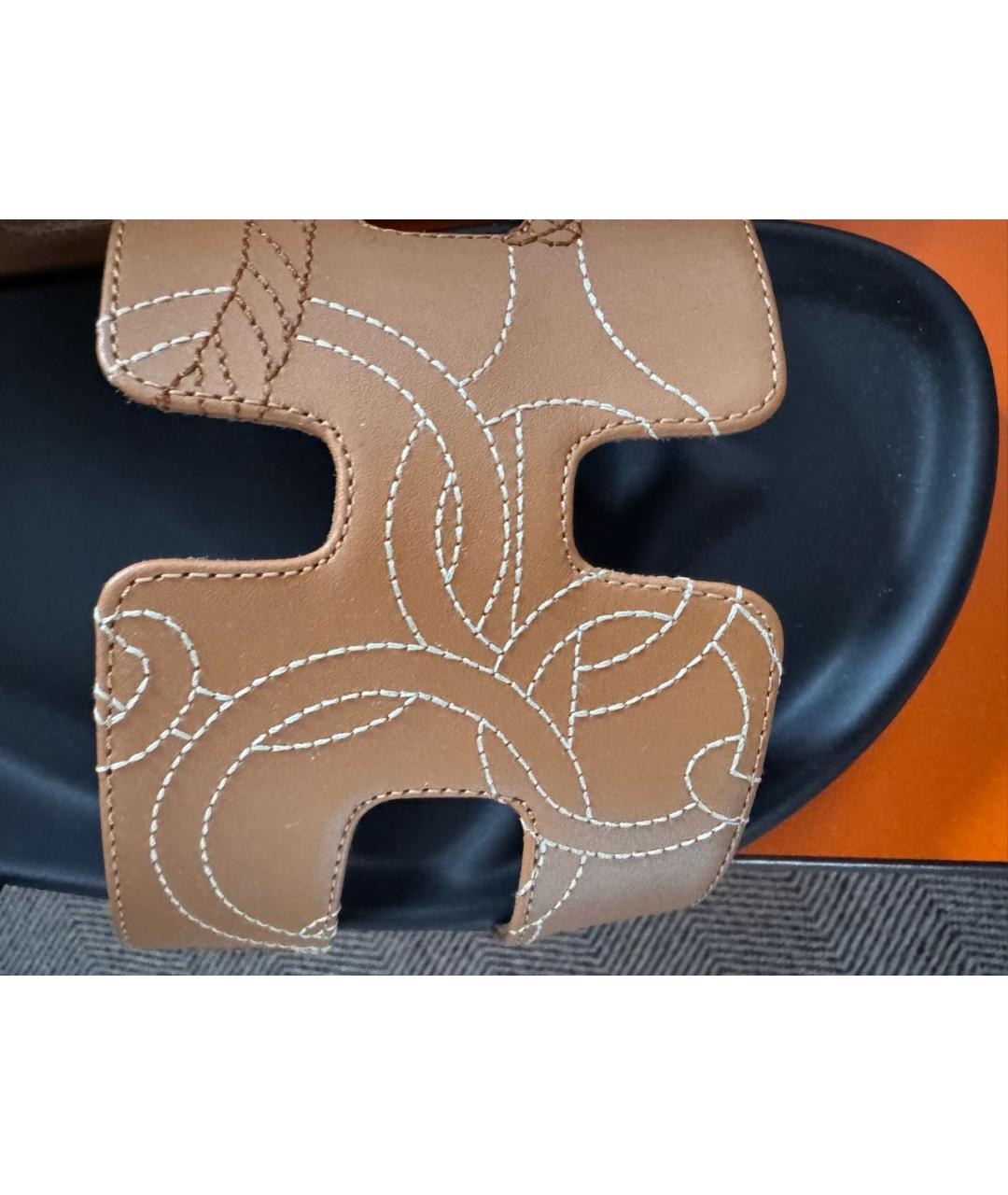 HERMES Коричневые кожаные сандалии, фото 3