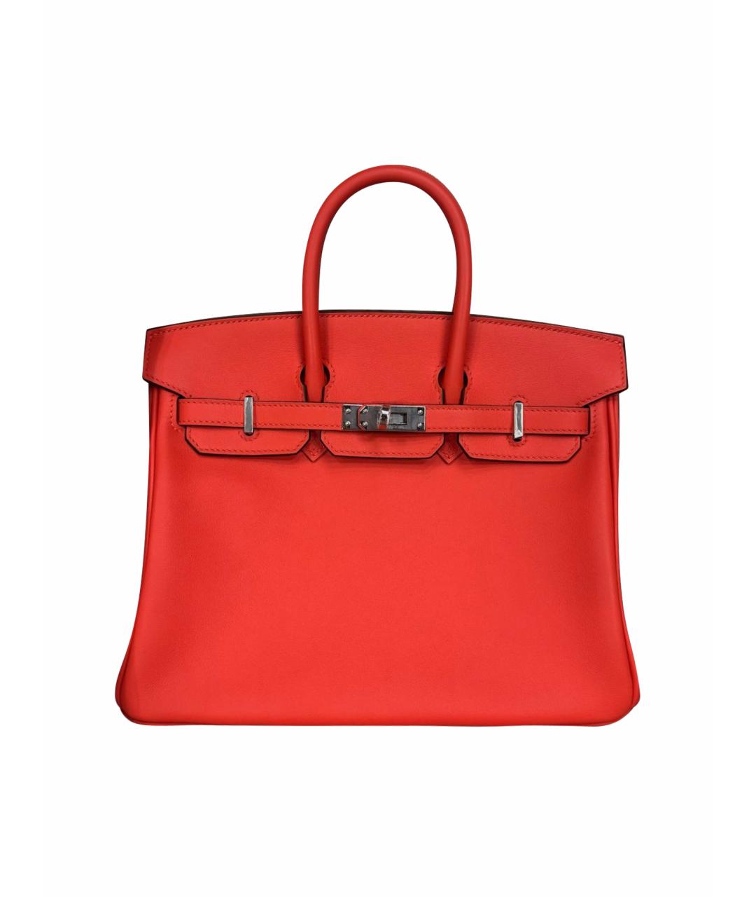 HERMES Красная кожаная сумка с короткими ручками, фото 1