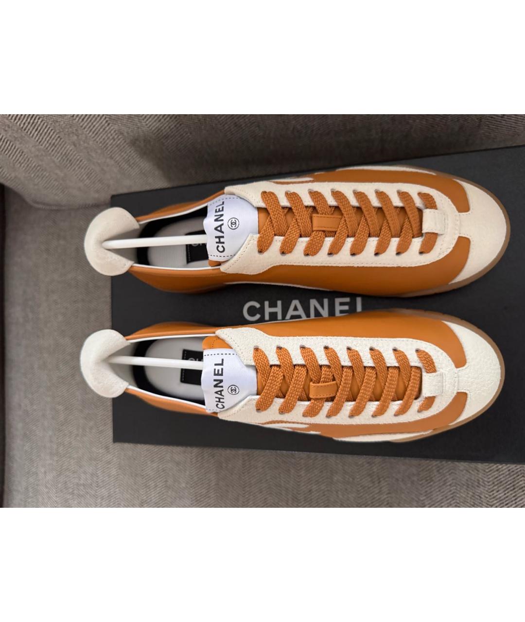 CHANEL Коричневые кожаные кеды, фото 2