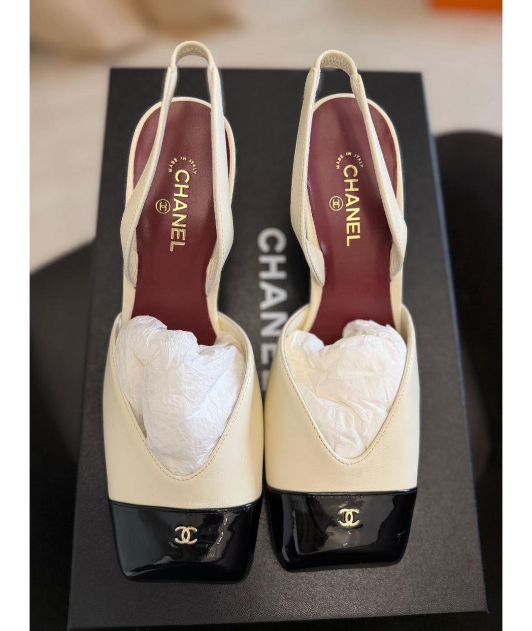 CHANEL Бежевые кожаные туфли, фото 6