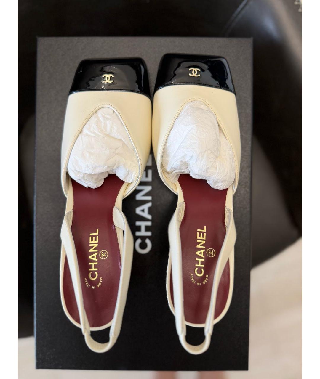 CHANEL Бежевые кожаные туфли, фото 5