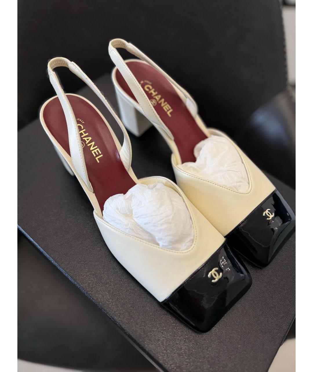 CHANEL Бежевые кожаные туфли, фото 2