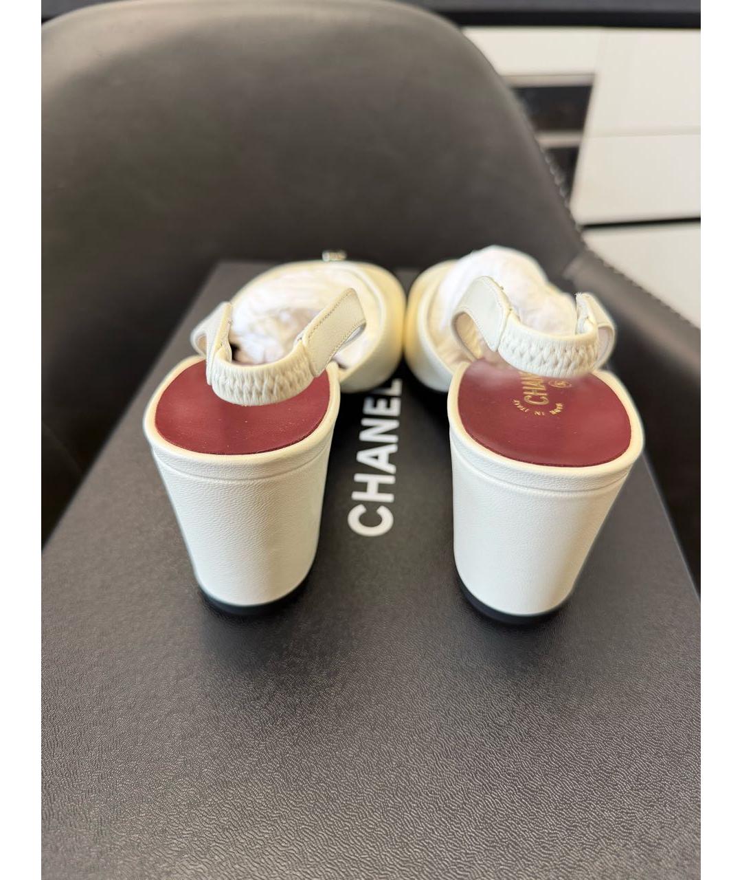 CHANEL Бежевые кожаные туфли, фото 4