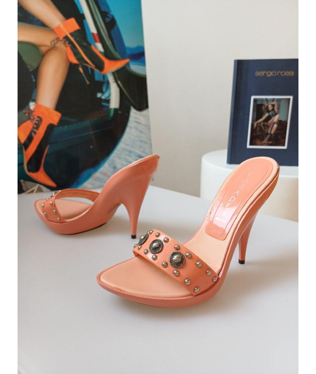 CASADEI Коралловые кожаные мюли, фото 5