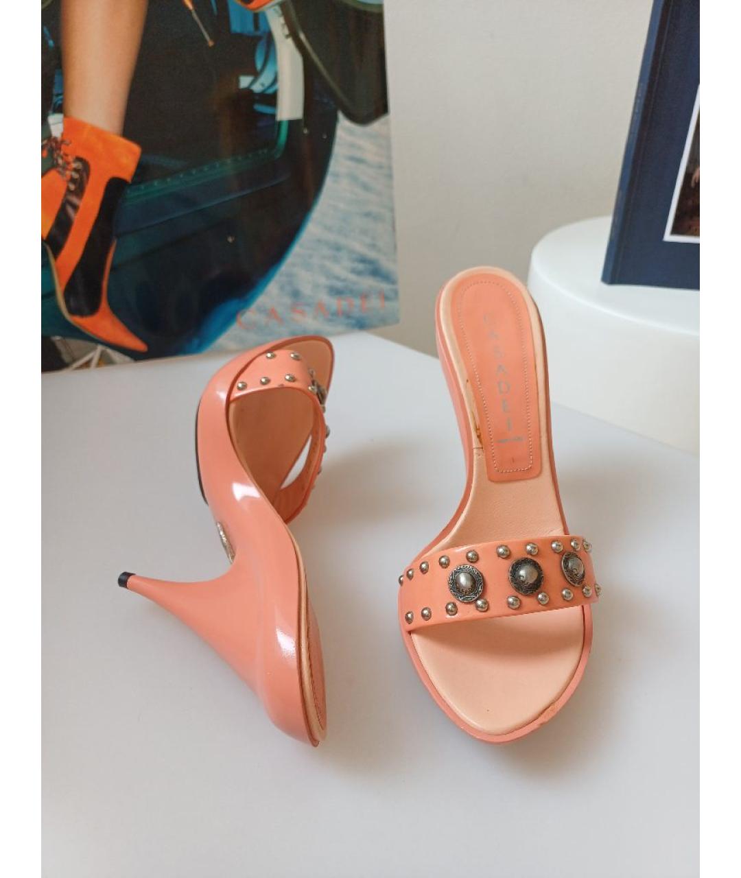 CASADEI Коралловые кожаные мюли, фото 6