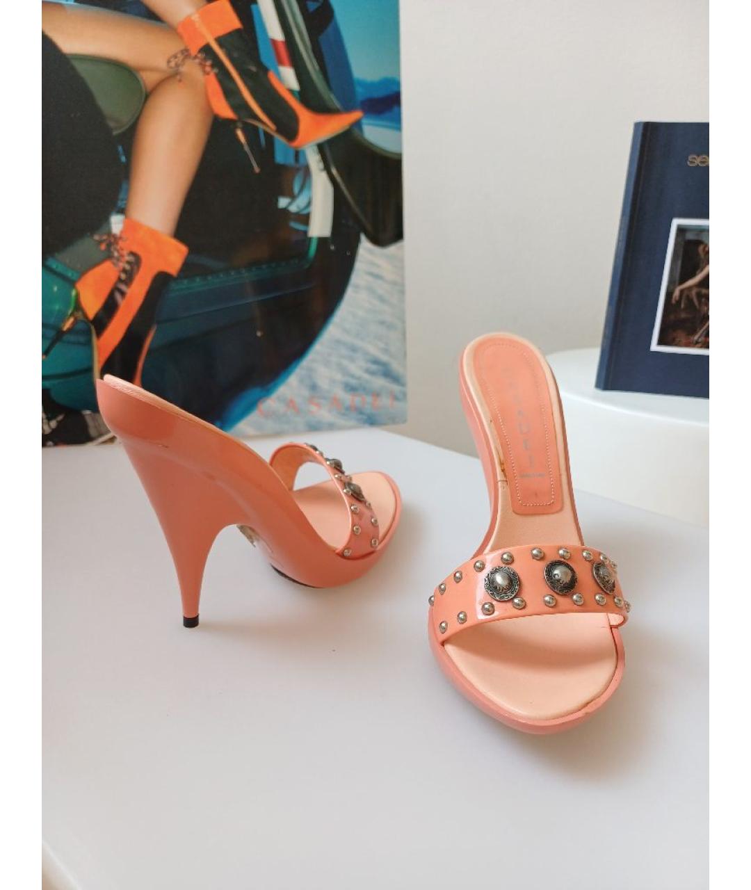 CASADEI Коралловые кожаные мюли, фото 8