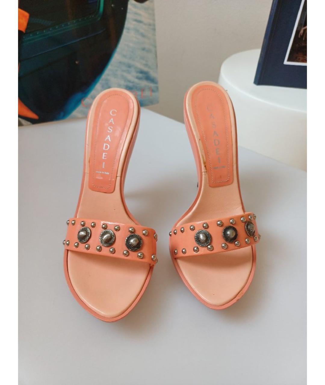CASADEI Коралловые кожаные мюли, фото 7