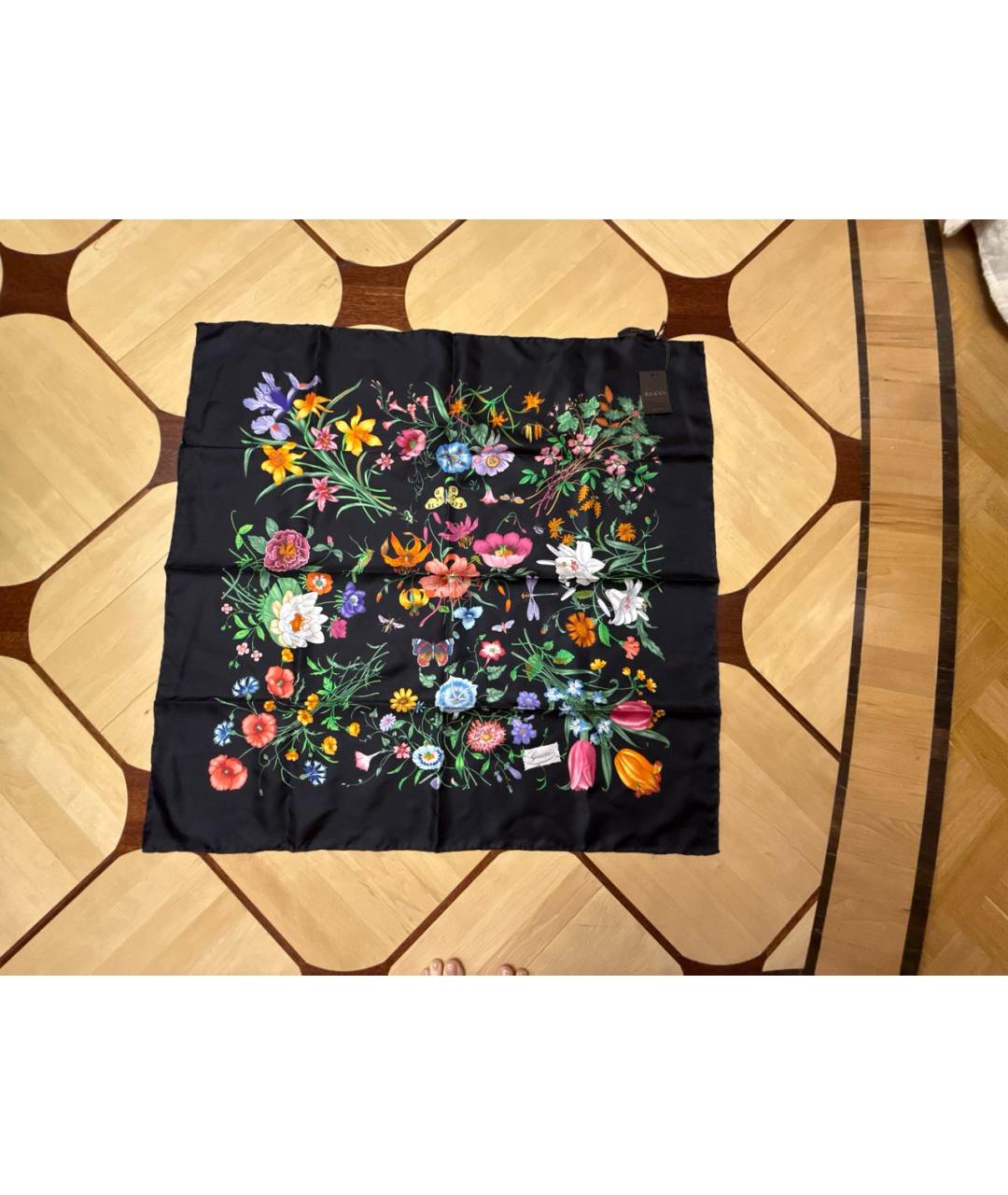 GUCCI Черный шелковый платок, фото 5