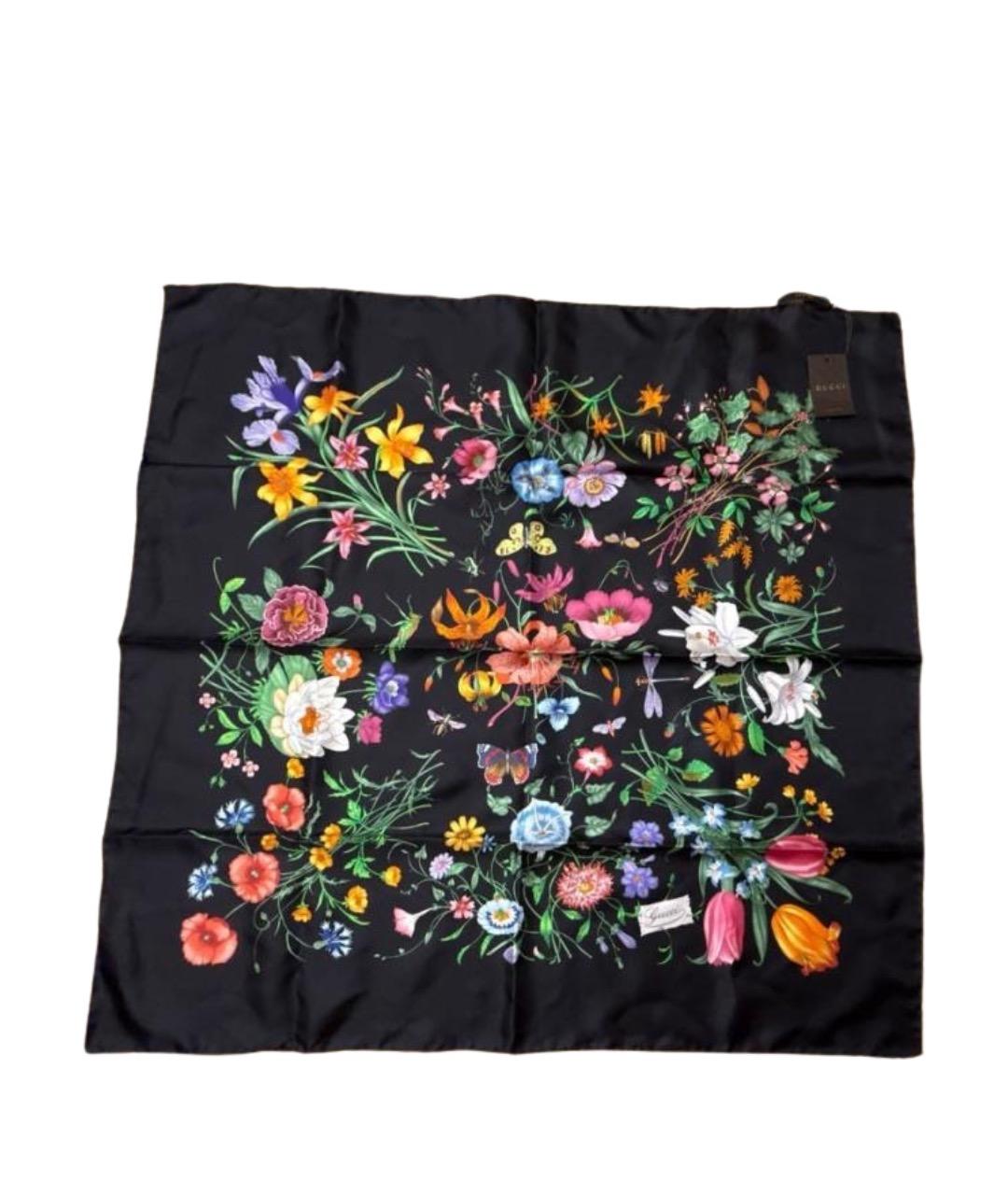 GUCCI Черный шелковый платок, фото 1