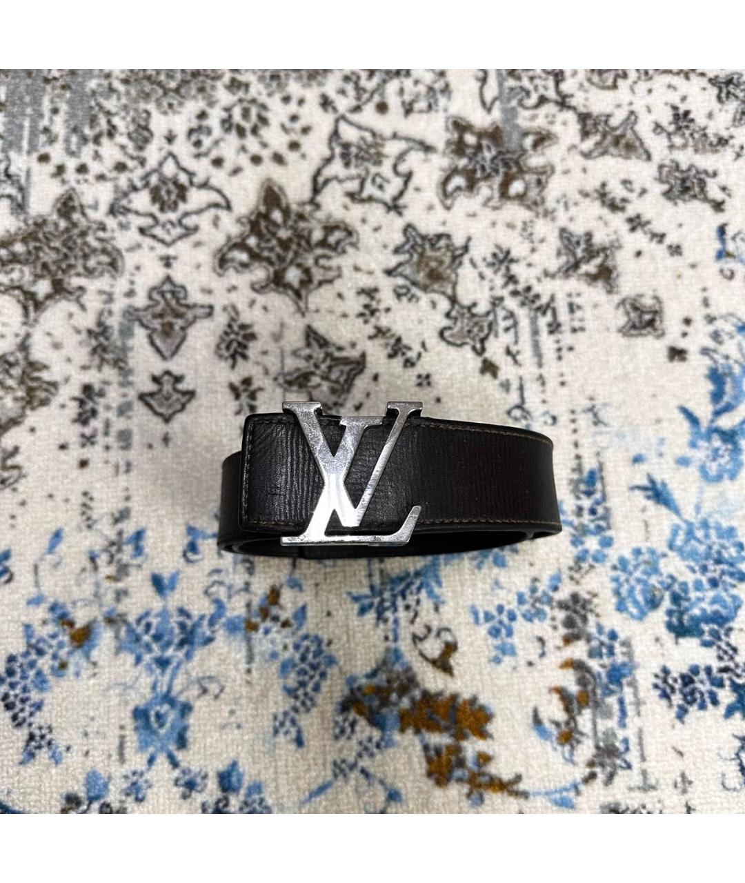 LOUIS VUITTON Черный кожаный ремень, фото 7