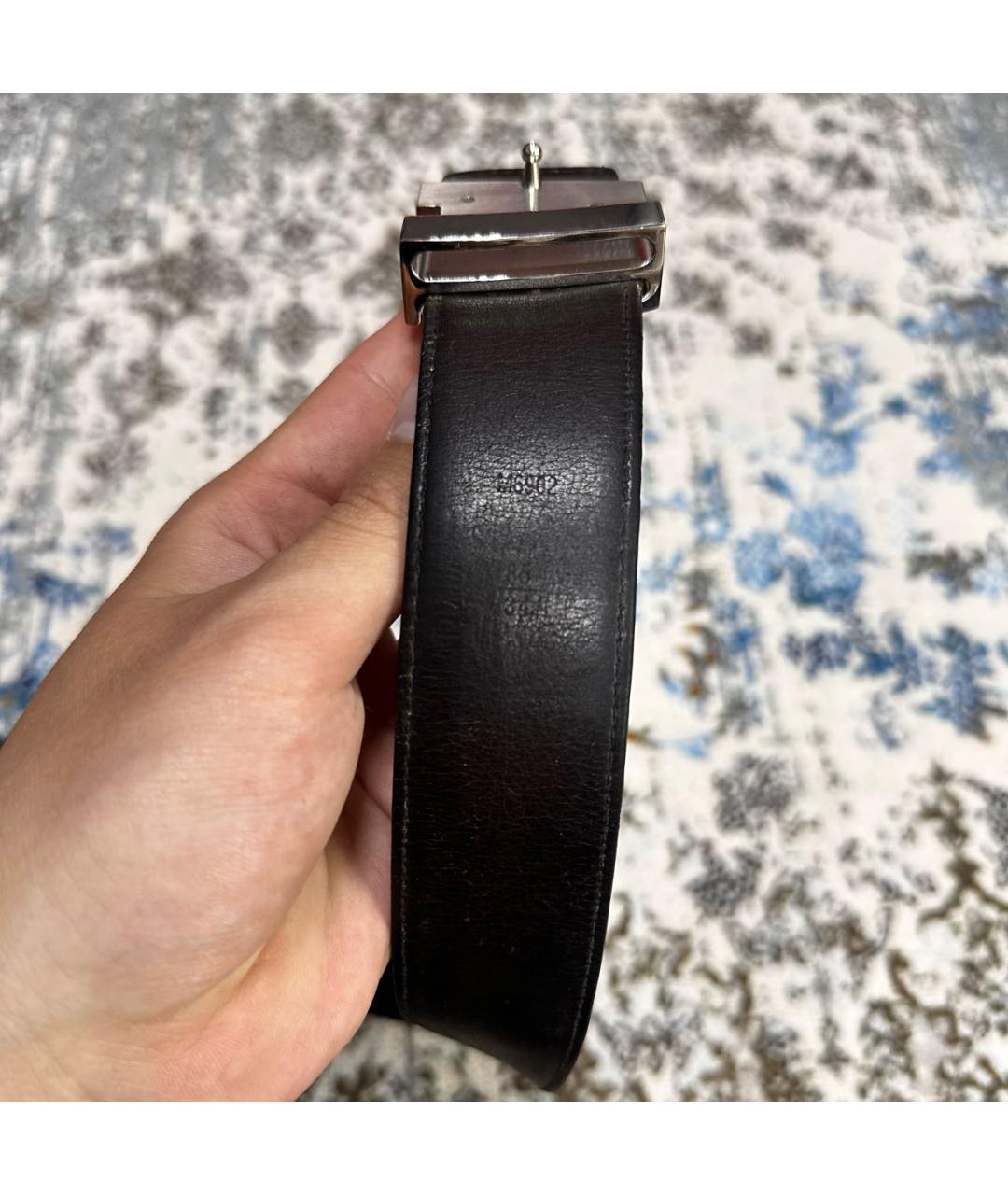 LOUIS VUITTON Черный кожаный ремень, фото 2