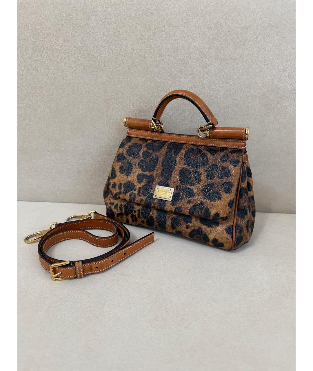 DOLCE&GABBANA Коричневая кожаная сумка с короткими ручками, фото 2