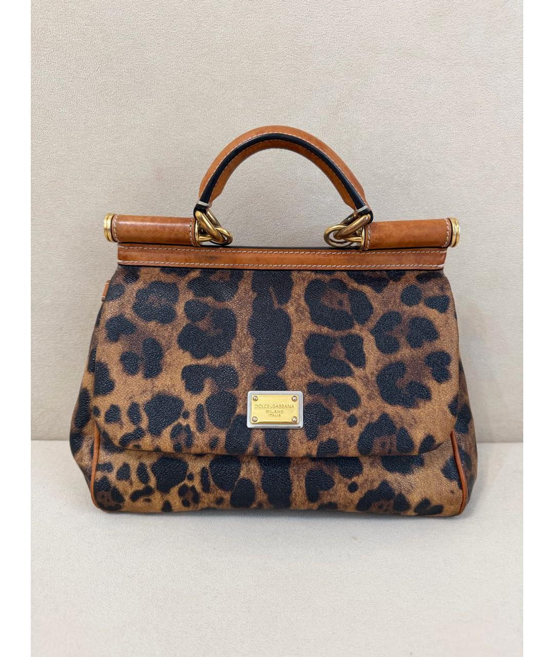 DOLCE&GABBANA Коричневая кожаная сумка с короткими ручками, фото 9