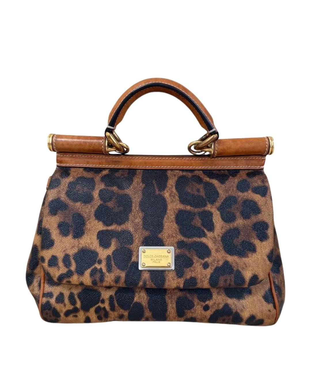 DOLCE&GABBANA Коричневая кожаная сумка с короткими ручками, фото 1