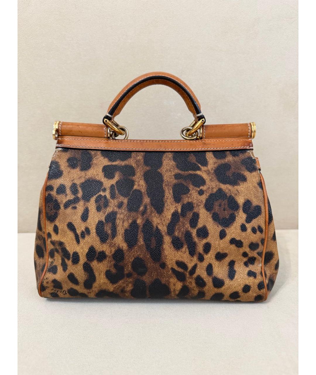 DOLCE&GABBANA Коричневая кожаная сумка с короткими ручками, фото 3