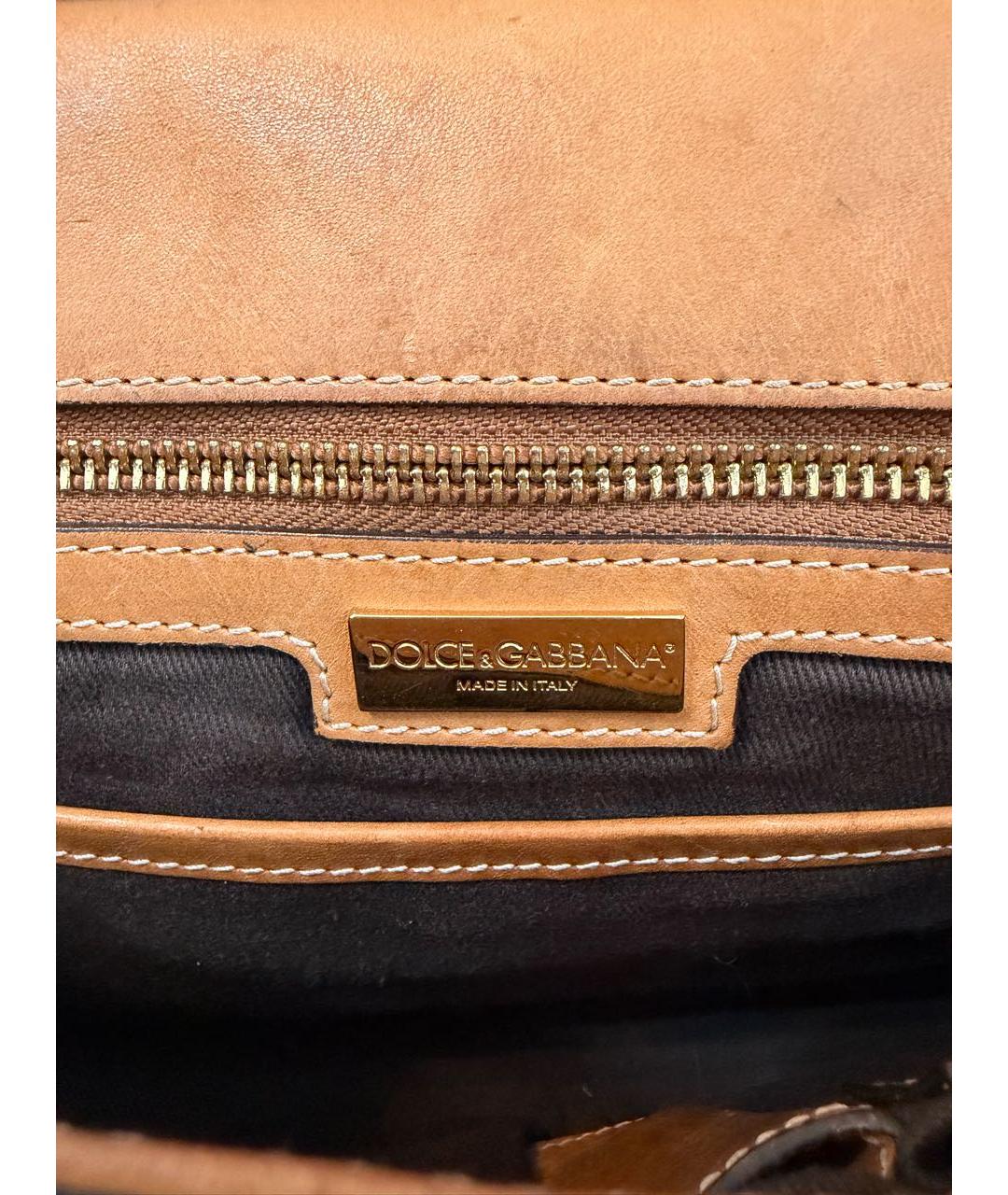 DOLCE&GABBANA Коричневая кожаная сумка с короткими ручками, фото 5