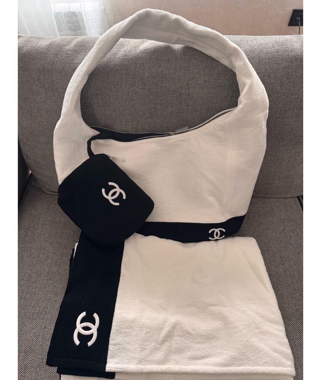 CHANEL Белая хлопковая пляжная сумка, фото 2
